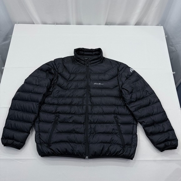 Eddie Bauer First Ascent Down 800 Puffer Jacket Men XL Black Coat Full Zip - Picture 1 of 8
